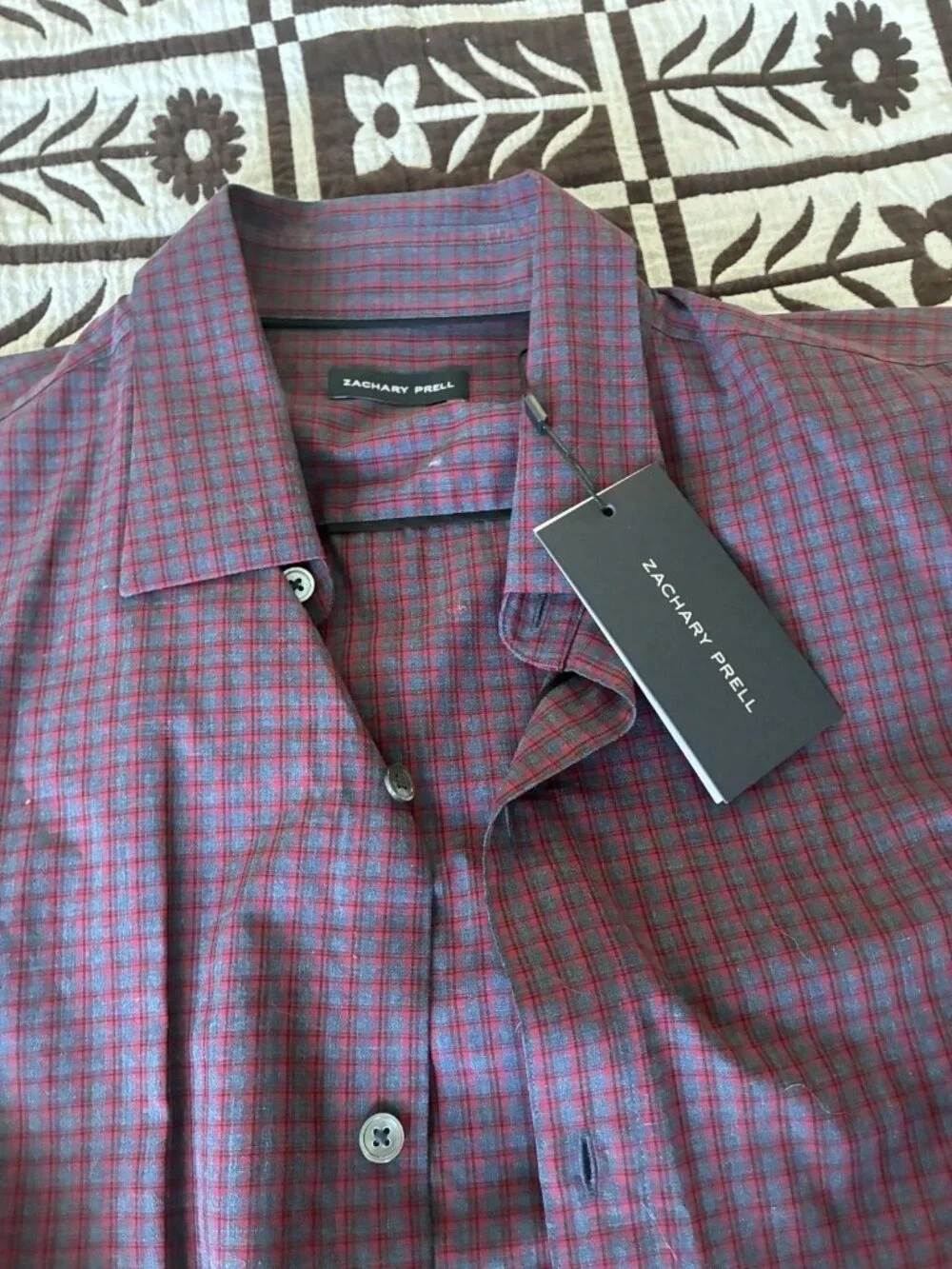NWT Zachary Prell Men's Button Up Shirt Purple Medium